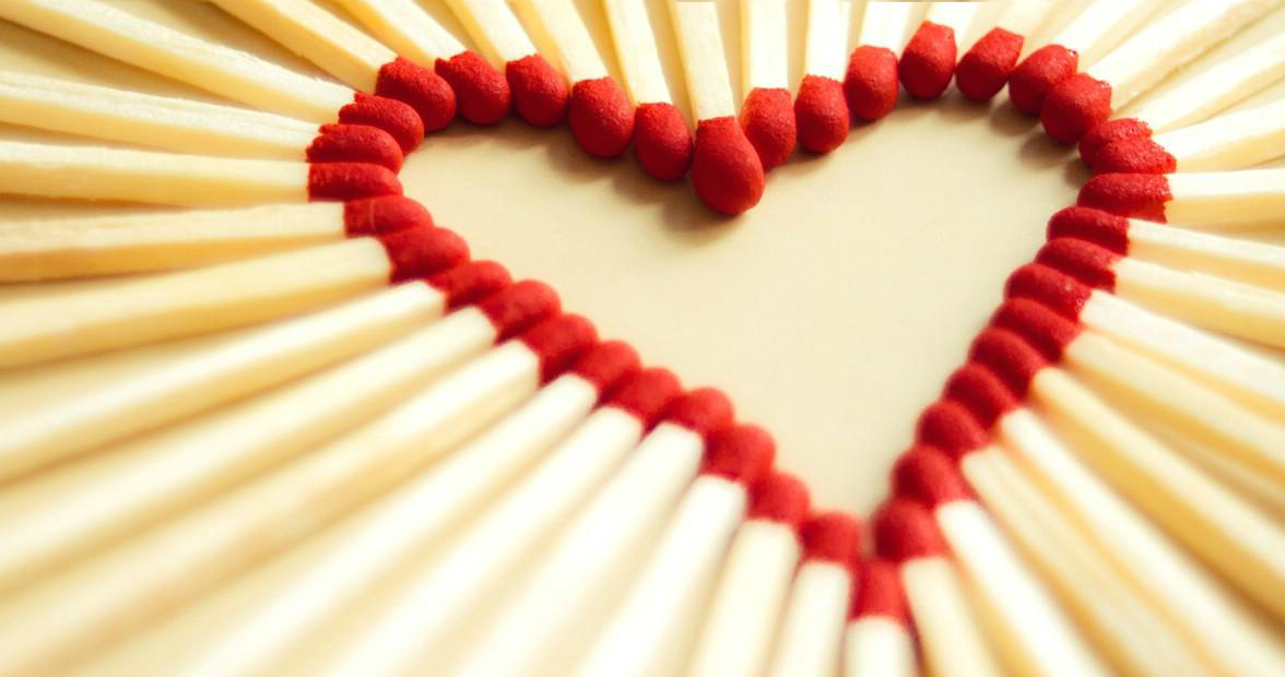 Heart formed with matches
