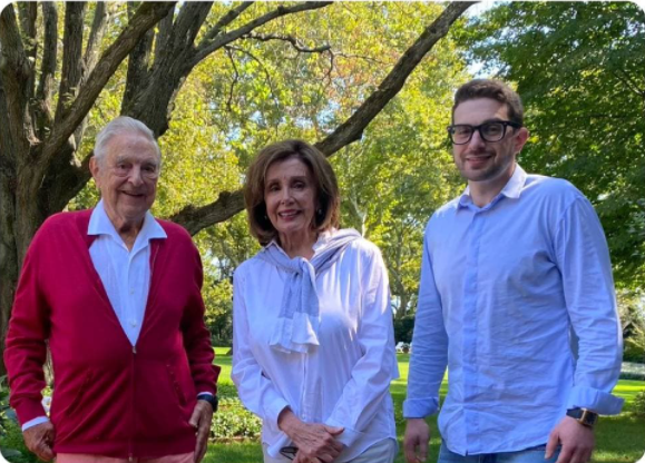 George Soros and son with Nancy Pelosi