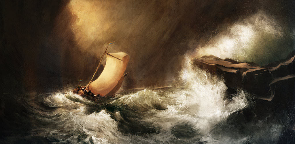 Dutch boat in a Storm