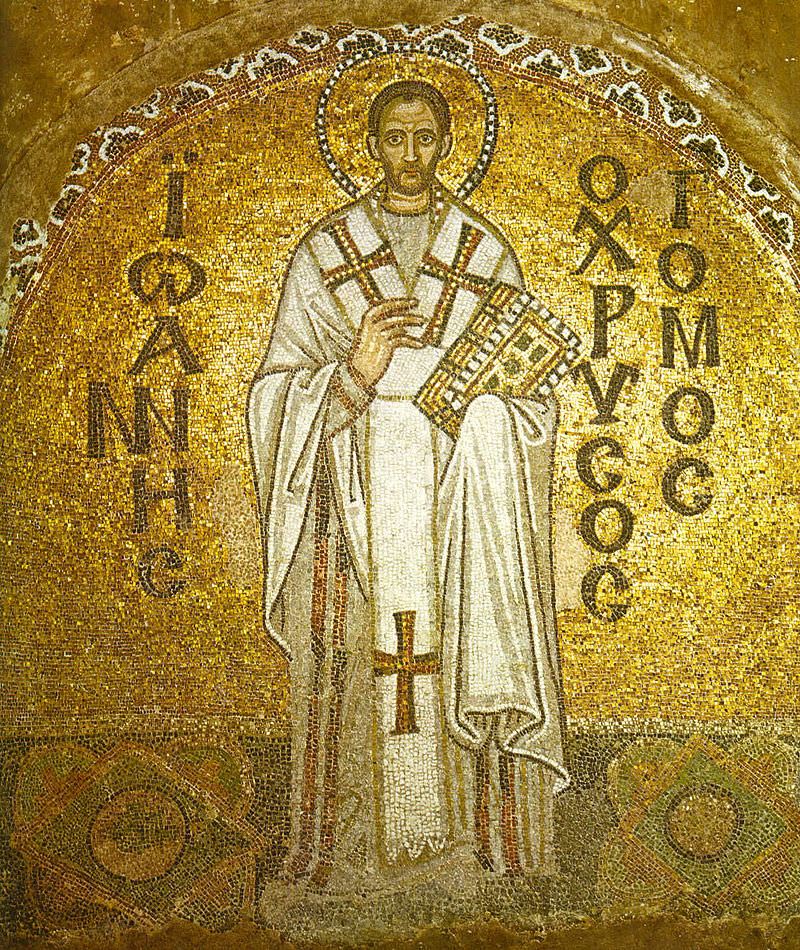 A Byzantine mosaic of John Chrysostom from the Hagia Sophia.
